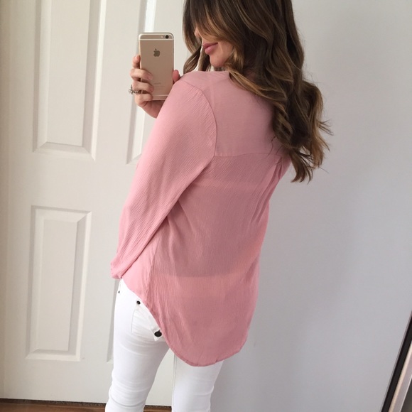 SOLD OUT • Beautiful Blush Tie Front Top - Picture 3 of 4