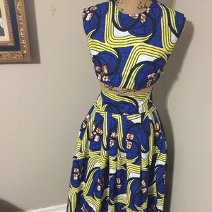 Custom made 2 piece crop top Ankara skirt set