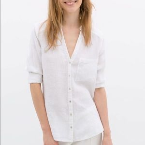 ZARA Linen Blouse, Medium