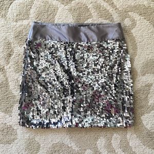 Silver sequined skirt