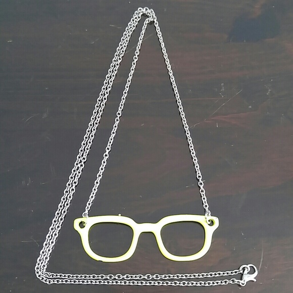 Neon yellow glasses necklace