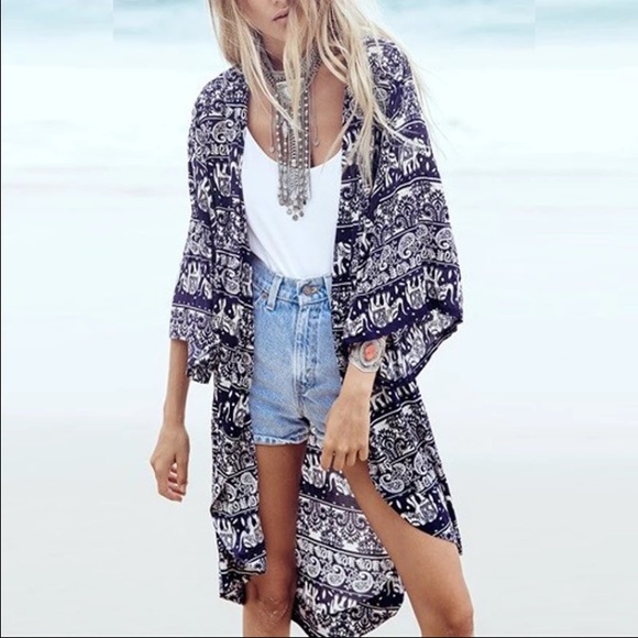 ⚡️✂️Sale! Boho paisley & elephant coverup/ kimono - Picture 2 of 3
