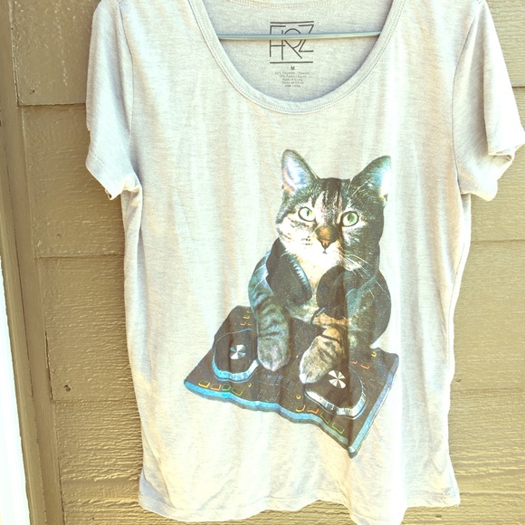 whimsical cat dj shirt