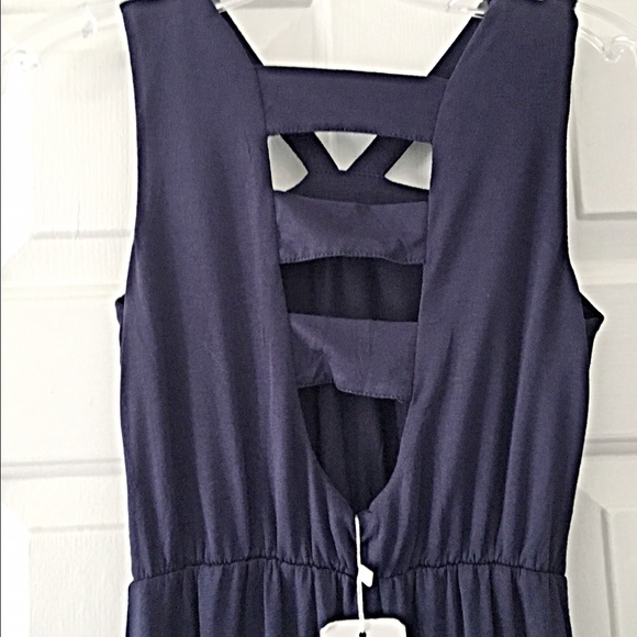 New! navy midi caged back cross front dress!👠LAST - Picture 3 of 3