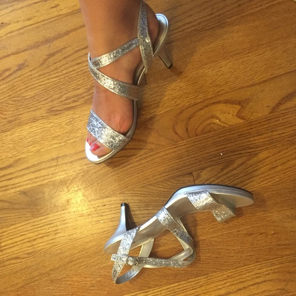 Sparkly silver heels