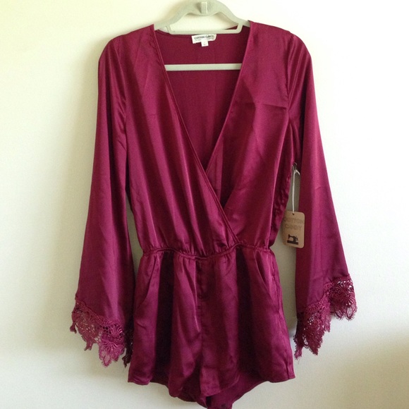 StyleLinkMiami Pants - NWT Stye Link Miami [SMALL] Burgundy Silk Romper