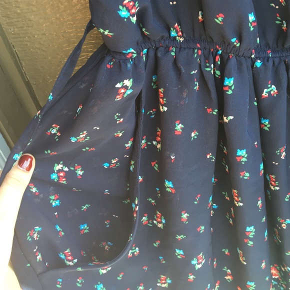 blue floral dress with lace collar - Picture 4 of 4