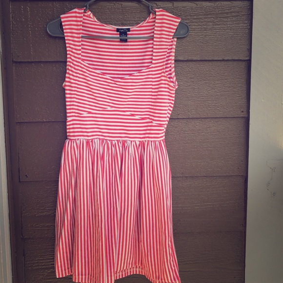 red and white striped cotton dress