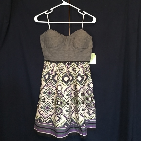 Gray Pixel Print Dress - Picture 1 of 3