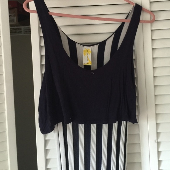 Full length navy and white striped dress - Picture 3 of 4