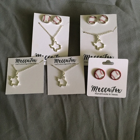 Baseball earrings and Texas necklace