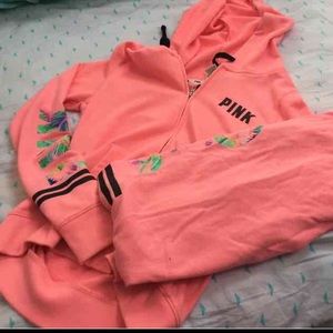 Vs pink small neon pink tropical full zip hoodie