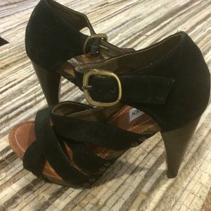 Steve Madden Black Suede Platforms