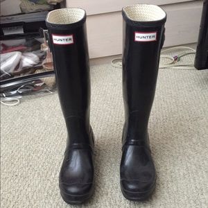 Hunter Tall Rain Boots Shiny