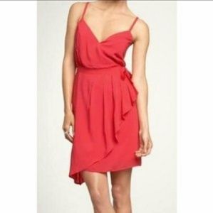 Red spaghetti strap wrap cocktail dress