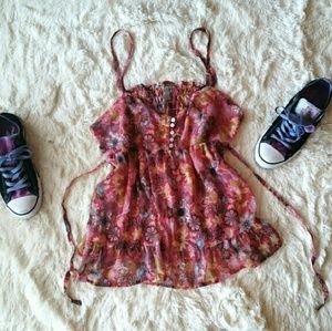 FLOWY BOHEMIAN SEQUINED FLORAL TOP