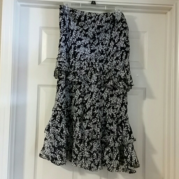Beautiful black with white floral design skirt