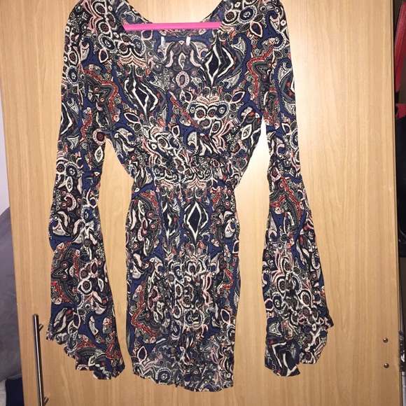 Paisley Bell Bottom Sleeved Romper