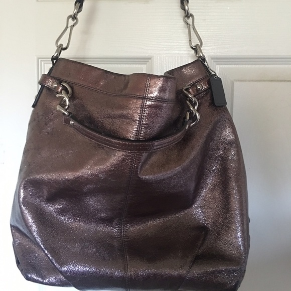 Metallic Gun Metal Grey Coach Bag