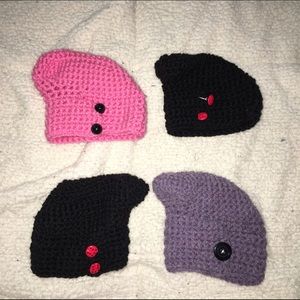 (4) baby girl knit hat lot bundle newborn / 0-3m