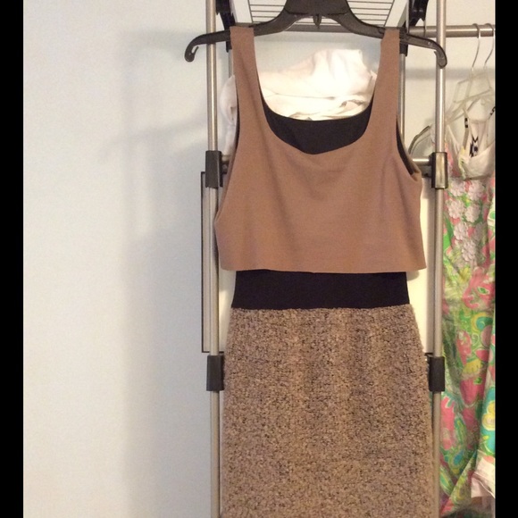 Anthropologie tan and black dress