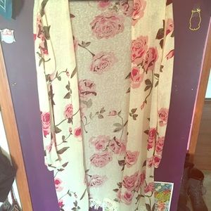 Long Floral Cardigan