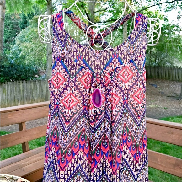 Stunning magenta/blue boho tunic/dress - Picture 3 of 4
