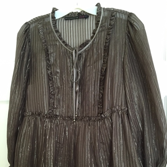 Elegant flowy metallic sheer top