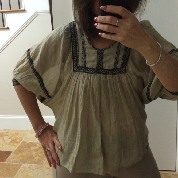Taupe Gauze w black stitching - Picture 1 of 3
