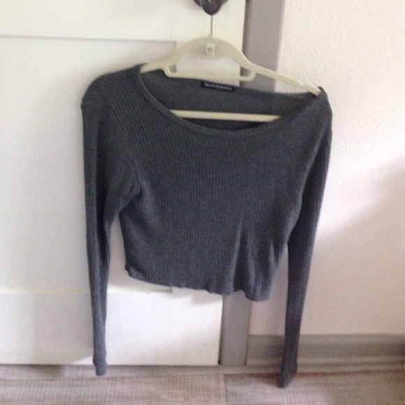 Grey brandy Melville long sleeve crop top - Picture 1 of 3