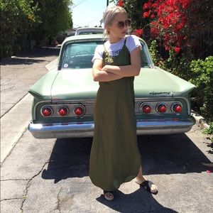 Vintage Silky forest green slip dress🌿 #vintage