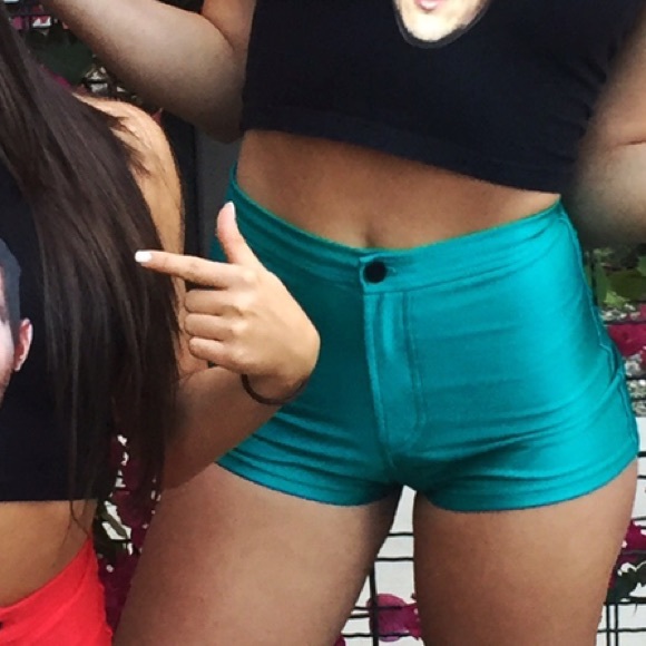 Teal Disco Shorts