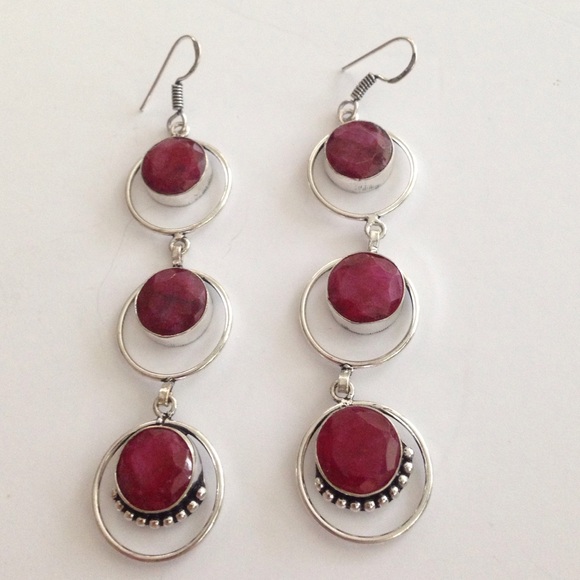 ๐ฏ% 925 Sterling Silver cherry Ruby Earrings ๐๐ - Picture 1 of 4