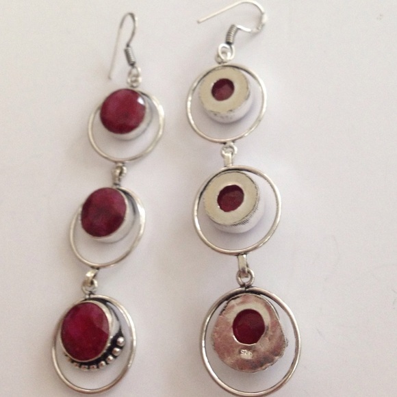 ๐ฏ% 925 Sterling Silver cherry Ruby Earrings ๐๐ - Picture 2 of 4