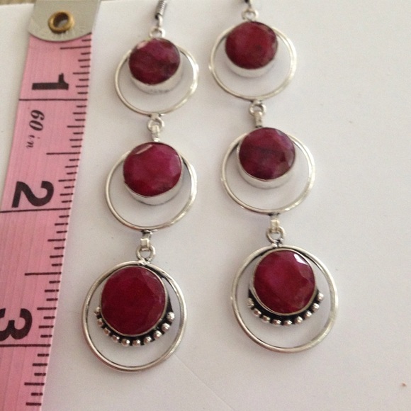 ๐ฏ% 925 Sterling Silver cherry Ruby Earrings ๐๐ - Picture 3 of 4
