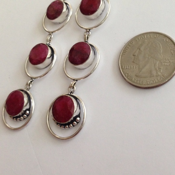 ๐ฏ% 925 Sterling Silver cherry Ruby Earrings ๐๐ - Picture 4 of 4