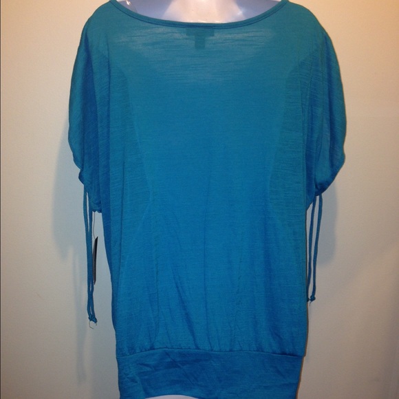 Alyx (JCP) Crochet Front Top Teal Plus Size 1X - Picture 3 of 4
