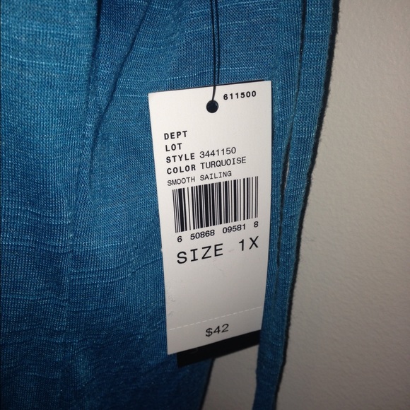 Alyx (JCP) Crochet Front Top Teal Plus Size 1X - Picture 4 of 4