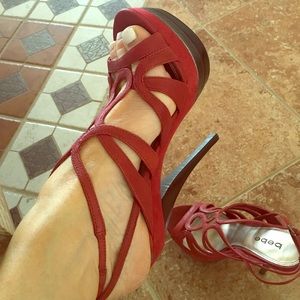 Bebe red heels size 7 suede and leather