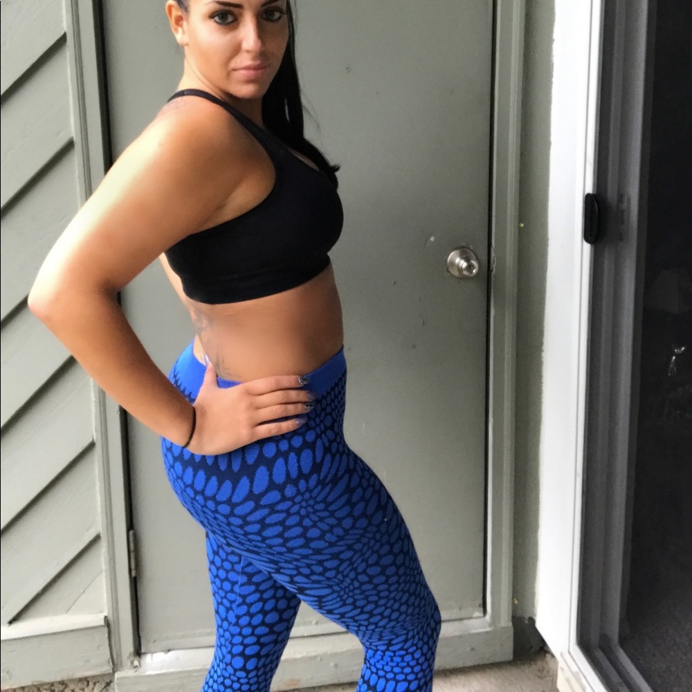 Blue & Black Pebble Leggings One size Fits Most - Picture 4 of 8