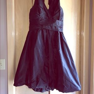 Gorgeous black taffeta halter formal bubble dress