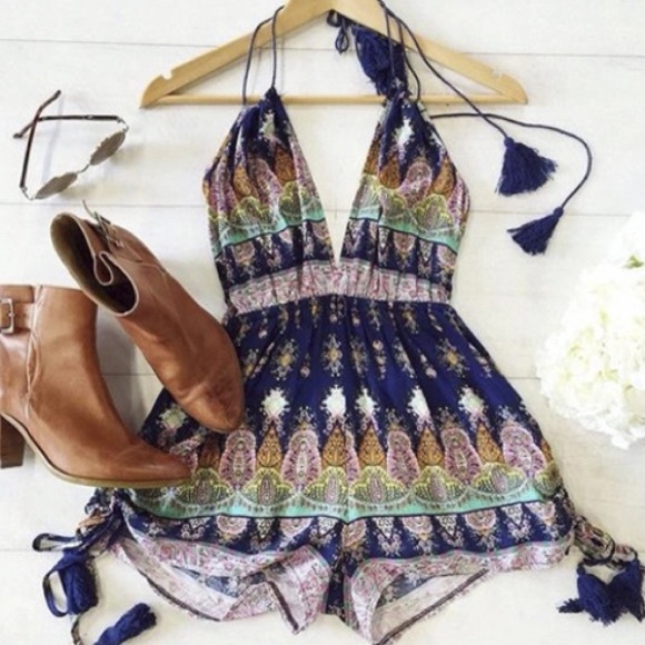 ✨FLASH SALE✨Boho Backless Jumpsuit Romper - Picture 2 of 4