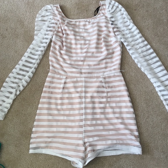 White long sleeved striped romper