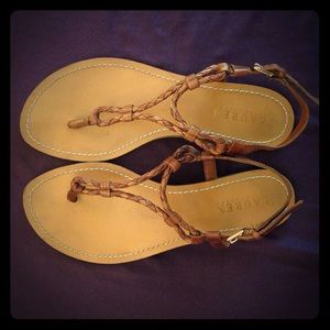 RALPH LAUREN Brown Braided Leather Sandals (6.5)