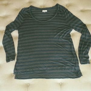LOFT Lou & Grey green and grey striped shirt