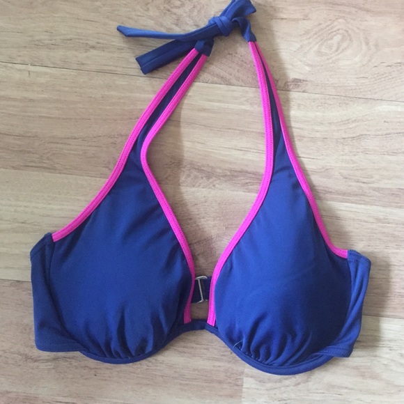 Navy blue and pink Victoria's Secret swim top