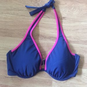Navy blue and pink Victoria's Secret swim top