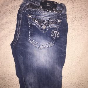 Rhinestoned miss me jeans