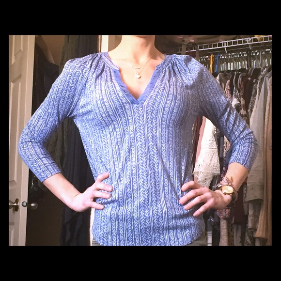 Lucky brand blue print blouse