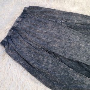 Acid Washed Stone Dual High Slit Maxi Skirt